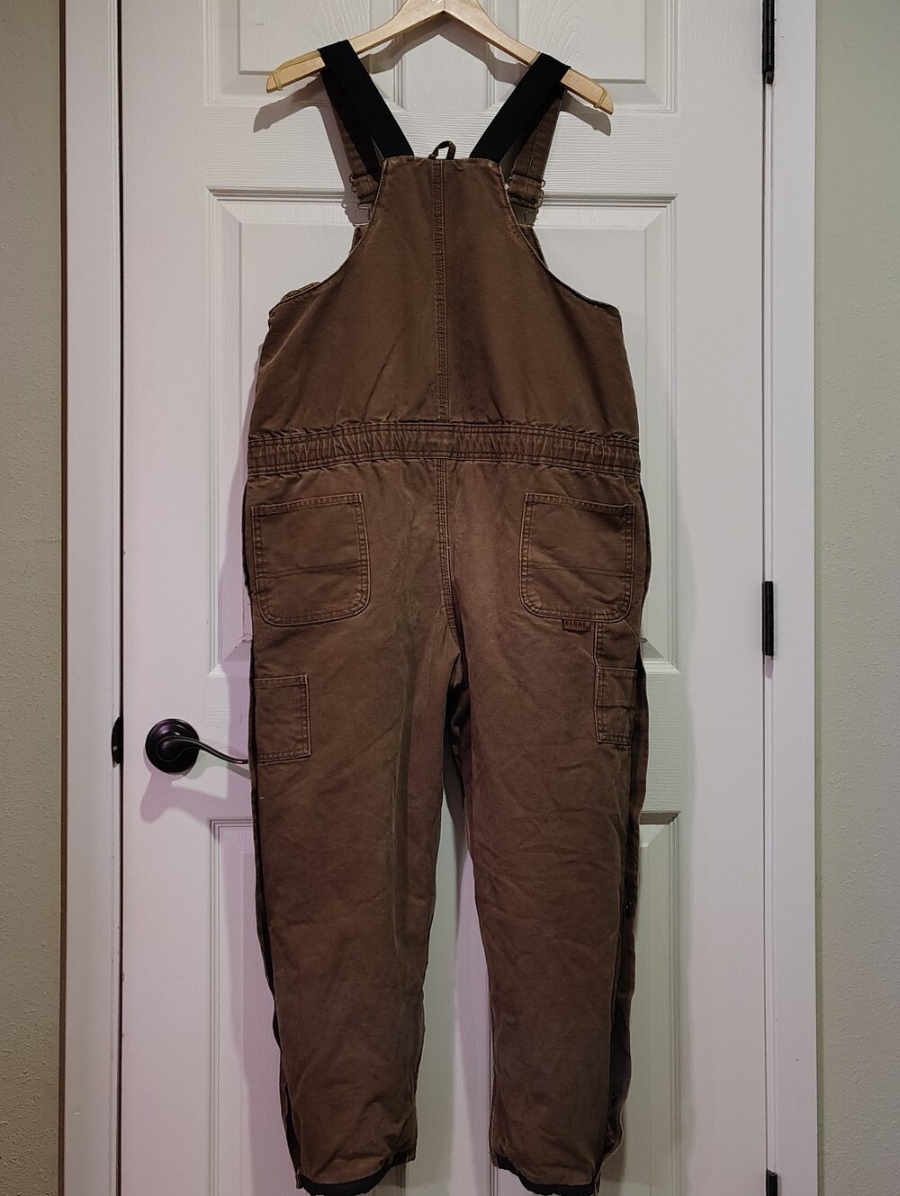 BERNE Insulated Bib Overall Brown Duck Canvas Zip Legs Youth Boys Large 14-16 - Picture 3 of 5
